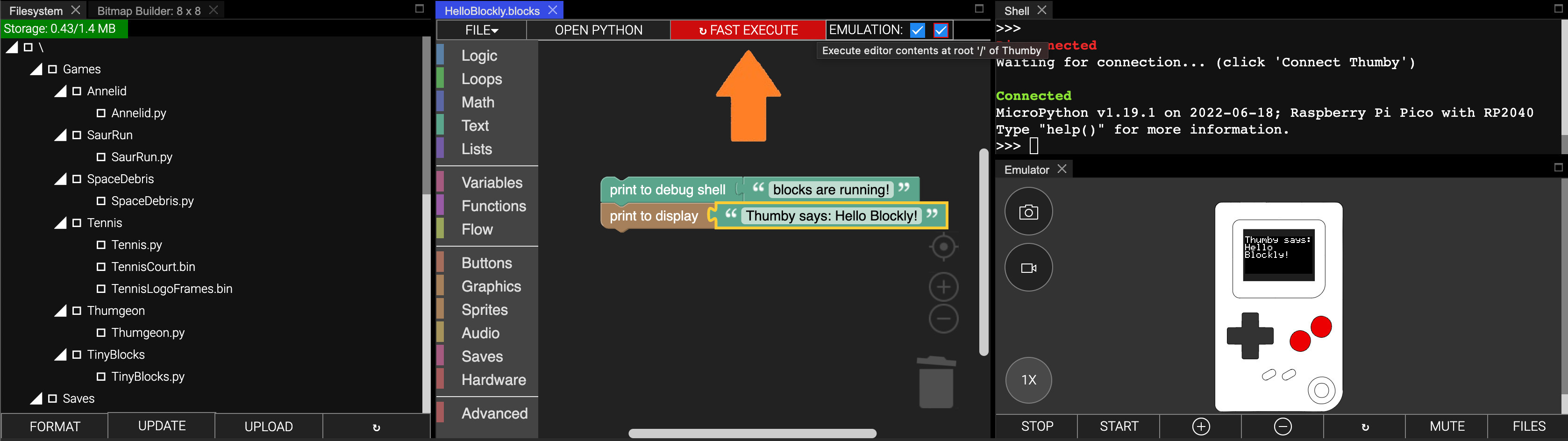 Thumby Fast Execute Screen capture