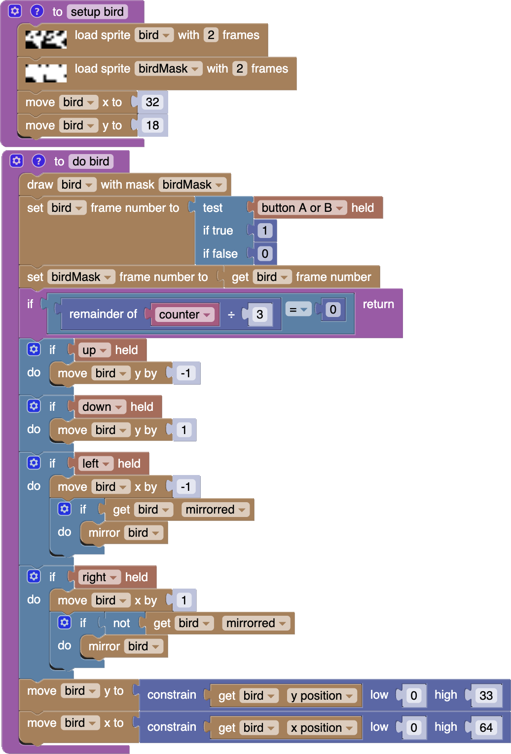 Editor blockly geo blits bird blocks