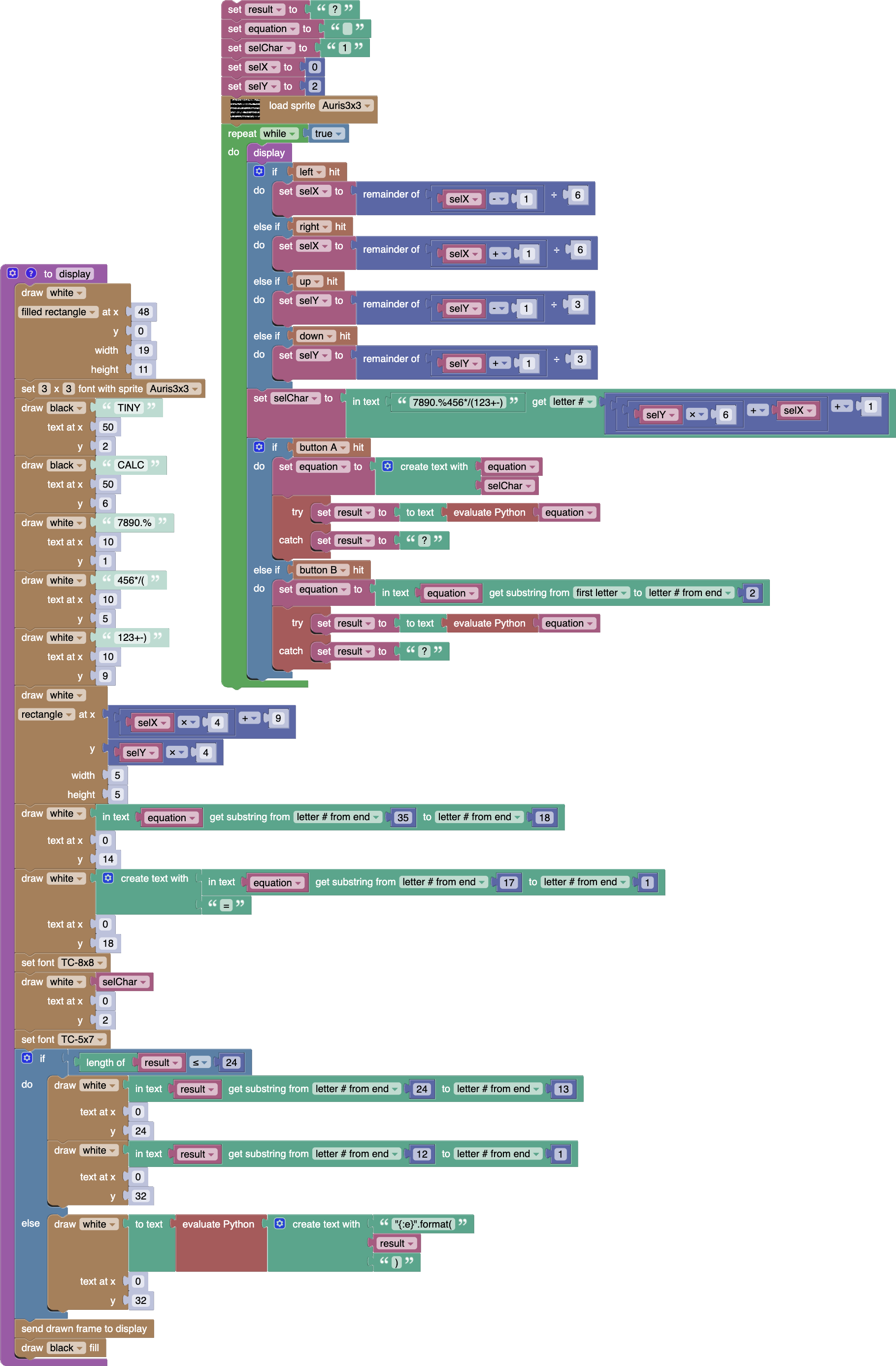 Thumby TinyCalc blocks